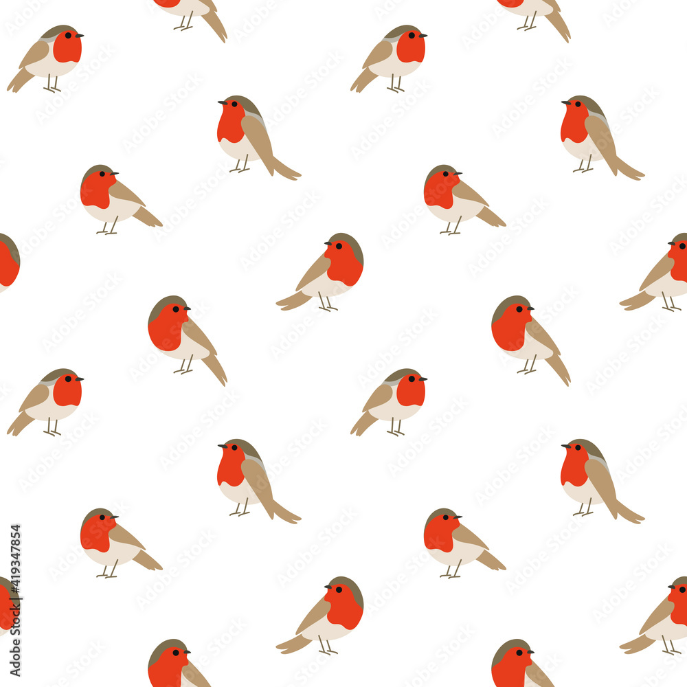 Cartoon happy Robin - simple trendy pattern with bird. Flat vector ...