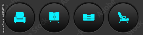 Set Armchair, Chest of drawers, and icon. Vector.
