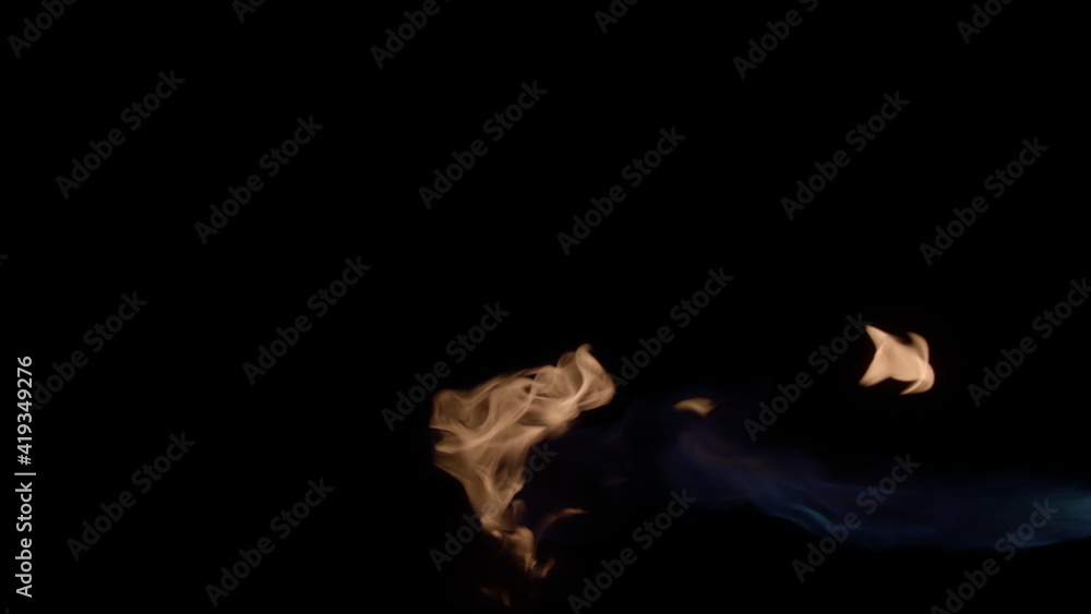 Super Slow Motion Shot of Fire Flame Isolated on Black Background