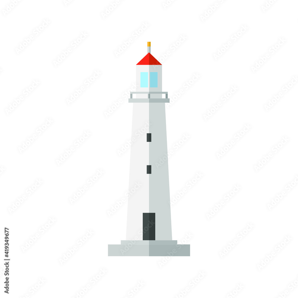 Vector illustration of travel and vocation icon on white background. A lighthouse icon.	