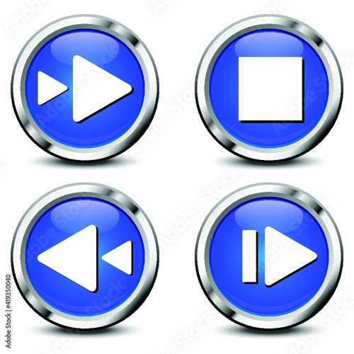 Free Download Set of vector buttons for music/video player - GFXLoad
