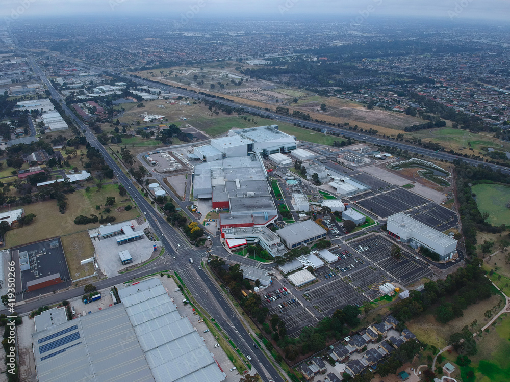Panoramic aerial view of Suburban Melbourne Victoria Australia