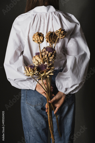 Dried flower bouquet in a rustic style