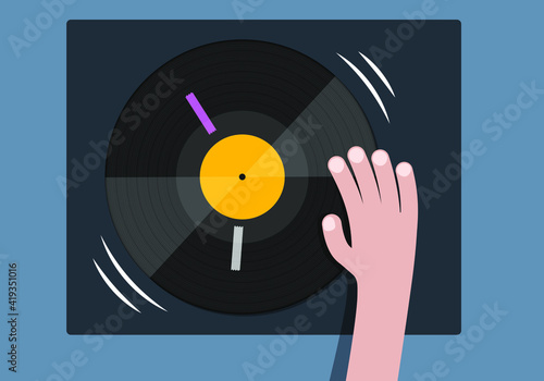 Play Vinyl Record whit Deejay Scratch and hip hop music