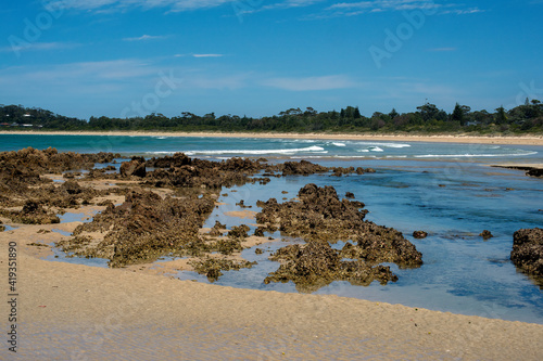 Views of Broulee Bay and beach from near Candlagan Creek, NSW, Australia photo