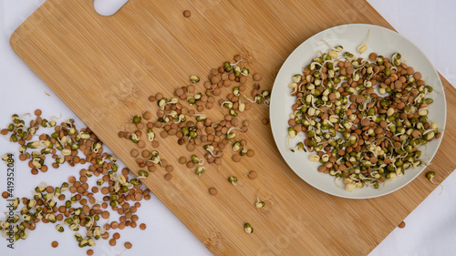 sprouted seeds of cereals, lentils, mung beans