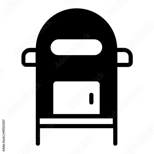 Standing Mailbox Concept Vector line Icon Design, postal service symbol on white background, physically transporting postcards and parcels Sign, Courier and Shipping Services Stock illustration