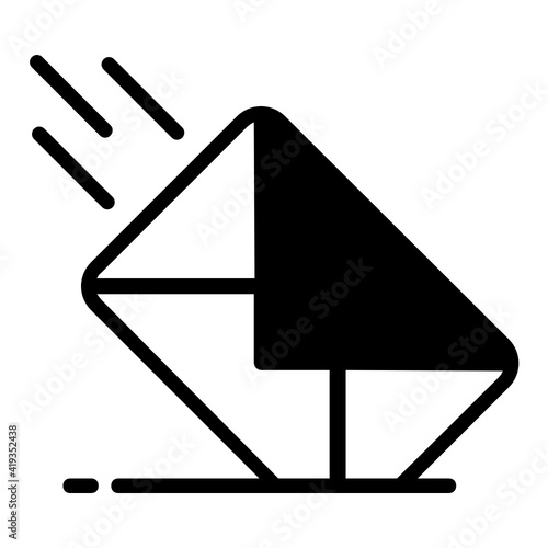 Moving mail or letter Concept Vector Glyph Icon Design, postal service symbol on white background, physically transporting postcards and parcels Sign, Courier and Shipping Elements Stock illustration