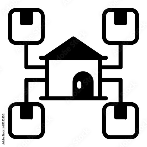 post office distribution and network map Concept Vector Glyph Icon Design, postal service symbol, physically transporting postcards and parcels Sign, Courier and Shipping Services Stock illustration