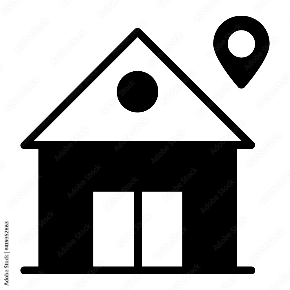 House with GPS Location Pin Vector Glyph Icon Design, postal service symbol physically transporting postcards and parcels Sign, Courier and Shipping Services Stock illustration, Postal Address Concept House with GPS Location Pin Vector Glyph Icon Design, postal service symbol physically transporting postcards and parcels Sign, Courier and Shipping Services Stock illustration, Postal Address Concept