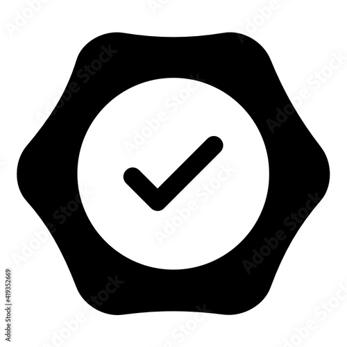 Mail Stamp with checkmark Concept Vector Glyph Icon Design, postal service symbol, physically transporting postcards and parcels Sign, Courier and Shipping Services Stock illustration
