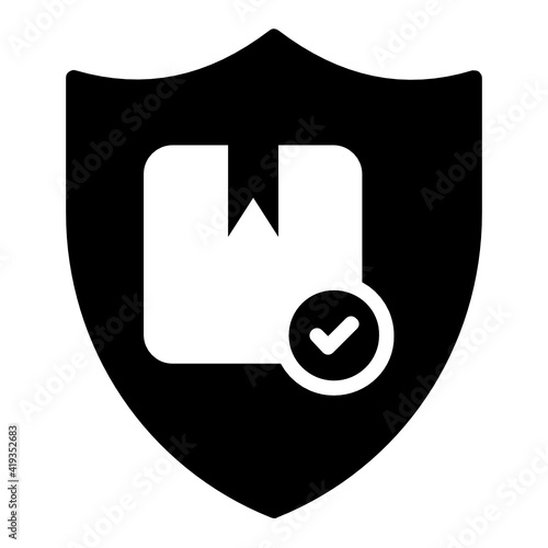 Insured Cargo Concept, protected logistics Vector Glyph Icon Design, postal service symbol, physically transporting postcards and parcels Sign, Courier and Shipping Services Stock illustration