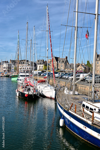 Boats moored along the quays of Paimpol, a commune in the Côtes-d'Armor department in Brittany in northwestern France