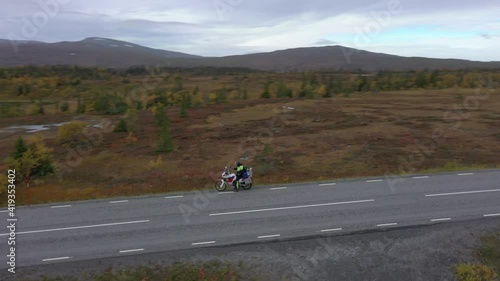 Motortrip sweden, driving through amazing landscapes captured by drone photo