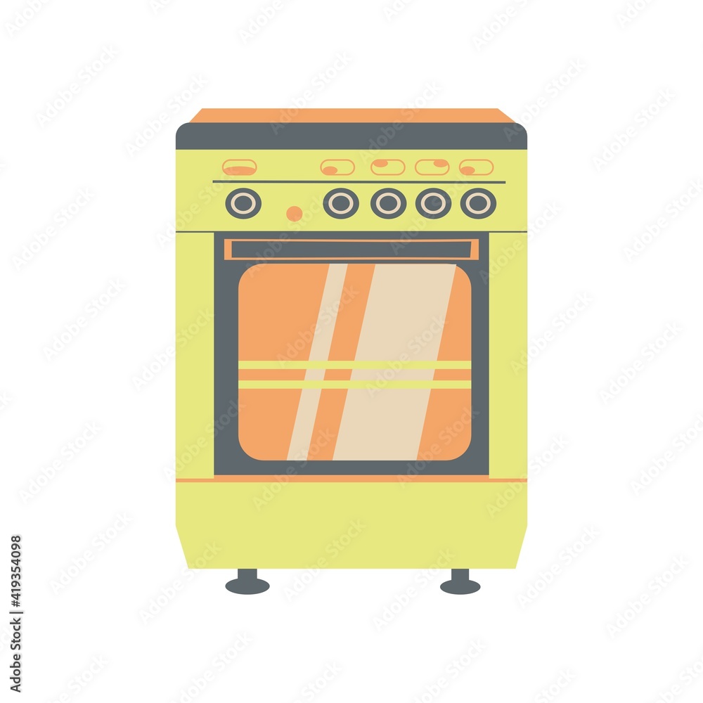 Yellow electric oven Flat vector icon Isolated illustration Yellow electric oven Flat vector icon Isolated illustration