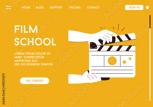 Vector landing page of Film School concept