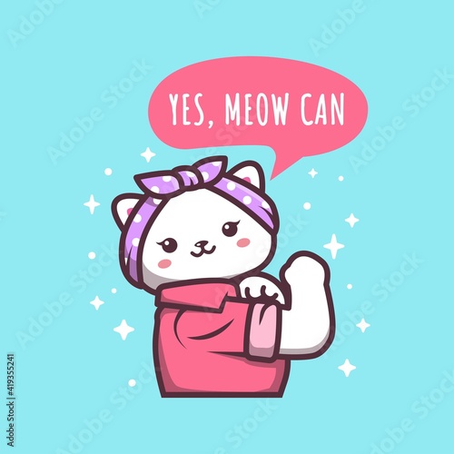 Cute Cat Girl Can, Girl Power, Woman Power Poster
