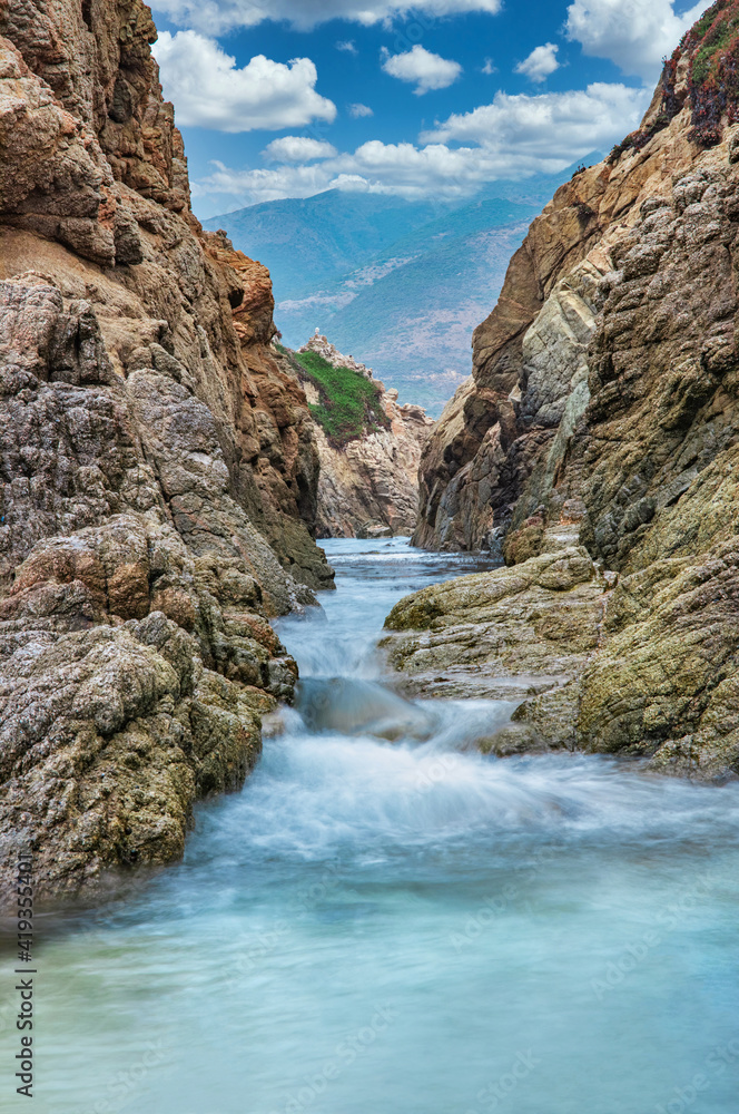 California nature - landscape, beautiful cove with rocks on the seaside in Garrapata State Park. County Monterey, California, USA. Long exposure photo. California nature - landscape, beautiful cove with rocks on the seaside in Garrapata State Park. County Monterey, California, USA. Long exposure photo.