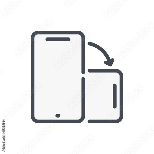 Rotate mobile phone color line icon. Smartphone rotate vector outline colorful sign.