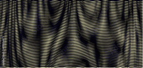 Monochrome mystical abstract texture with wavy forms with striped moir effect. Background saver for interior decor, wall panel, mobile apps, business card, image of blog. Vector illustration