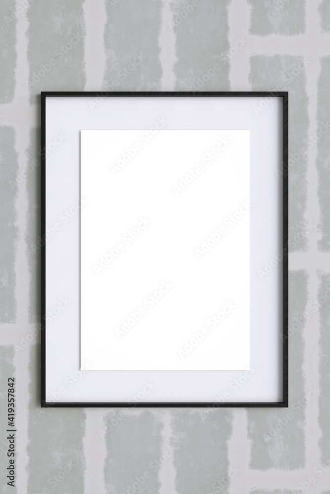 Bilderrahmen Mock-Up mit Poster Template an Wand Bilderrahmen Mock-Up mit Poster Template an Wand