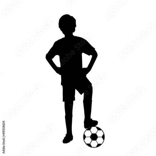 Silhouette footballer boy with soccer ball