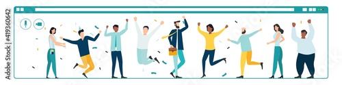 happy birthday quarantine, online party. Vector illustration.