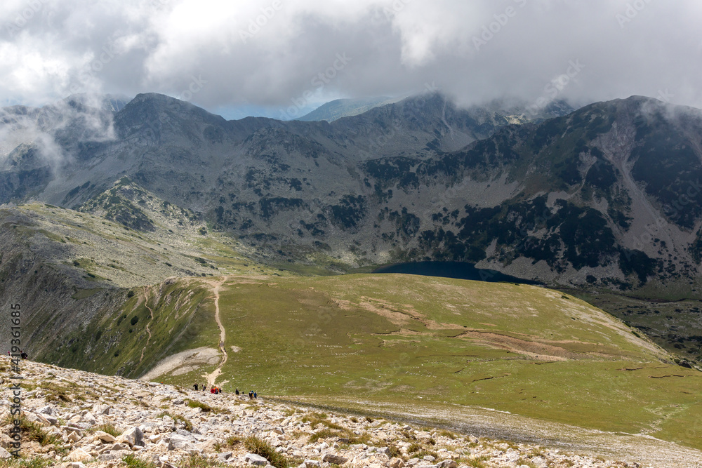Fototapeta premium Landscape from hiking trail for Vihren Peak, Pirin Mountain, Bulgaria