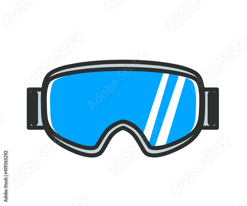 Snowboard goggles on a white background. Symbol. Vector illustration.