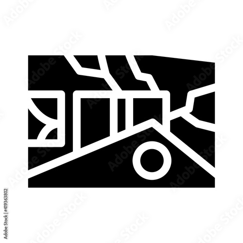 ruined house glyph icon vector illustration sign