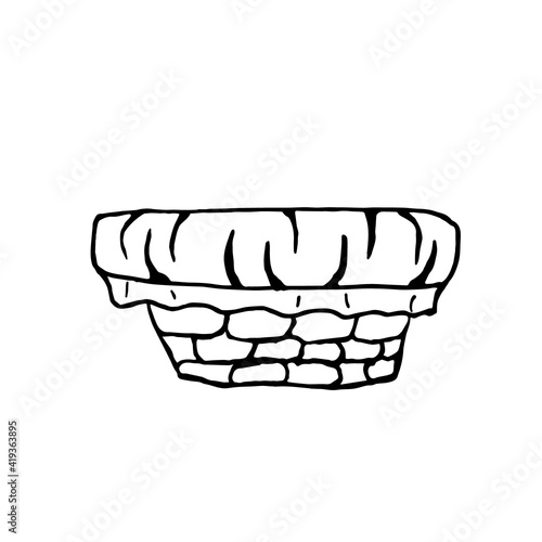 Doodle basket for storage and organization in the hotel and at home on a white background isolated.