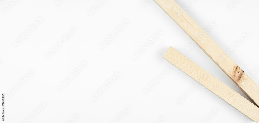 Obraz premium Wooden bars. Frame. On a white background