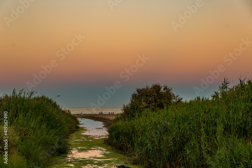 Patacona beach at sunset near the city of Valencia