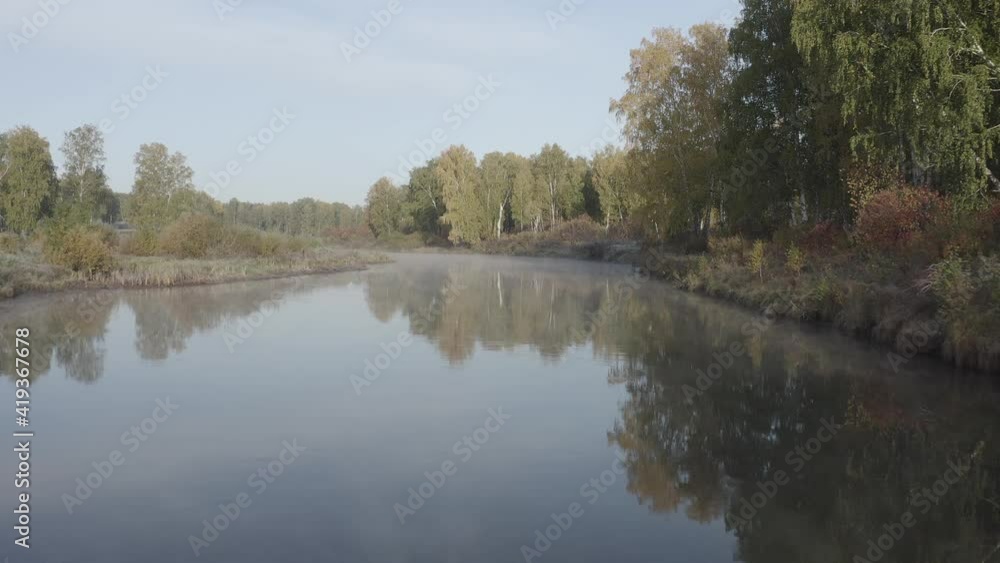 Picturesque river in the forest. Aerial view. Dlog-M (10bit) Picturesque river in the forest. Aerial view. Dlog-M (10bit)