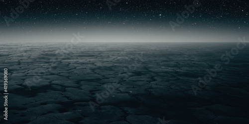 Fototapeta Naklejka Na Ścianę i Meble -  night landscape with dry land and starry sky