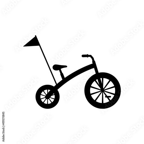 Bike icon. Kids bicycle silhouette. Child bike black shape. Vector illustration isolated on white