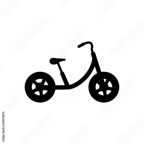 Bike icon. Kids bicycle silhouette. Child bike black shape. Vector illustration isolated on white