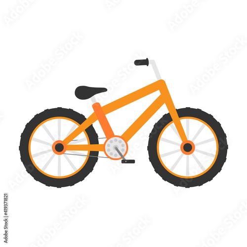 Bike kids icon. Bicycle colorful symbol. Orange child bike sign. Vector illustration isolated on white