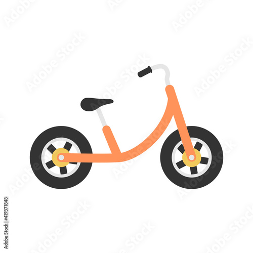 Bike kids icon. Bicycle colorful symbol. Orange child bike sign. Vector illustration isolated on white