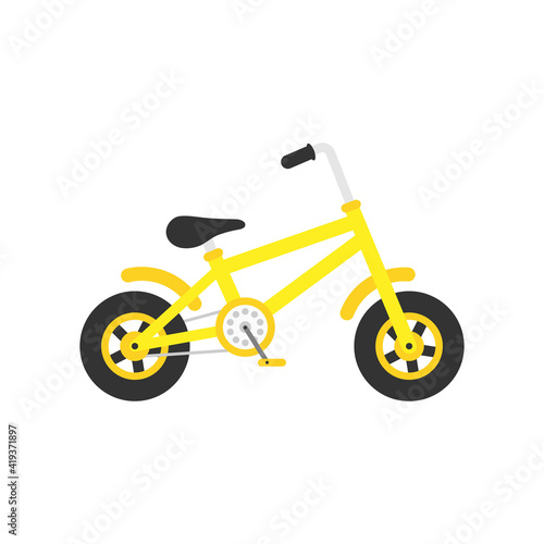 Bike kids icon. Bicycle colorful symbol. Yellow child bike sign. Vector illustration isolated on white