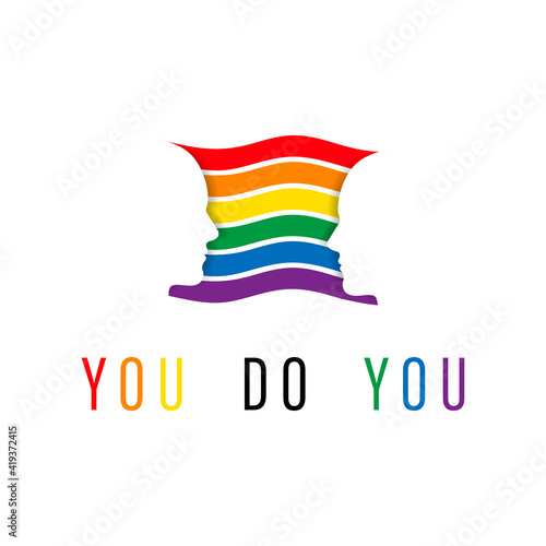 Pride month 2021 logo card with minority flag.Banner Love is love.Rainbow Pride symbol with heart,LGBT,sexual minorities,gays and lesbians.Designer sign,logo,icon:colorful rainbow in background.Vector