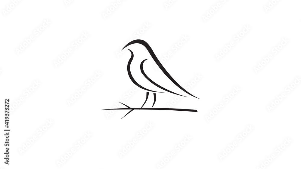 Creative Bird on a Branch Symbol Abstract Logo Creative Bird on a Branch Symbol Abstract Logo
