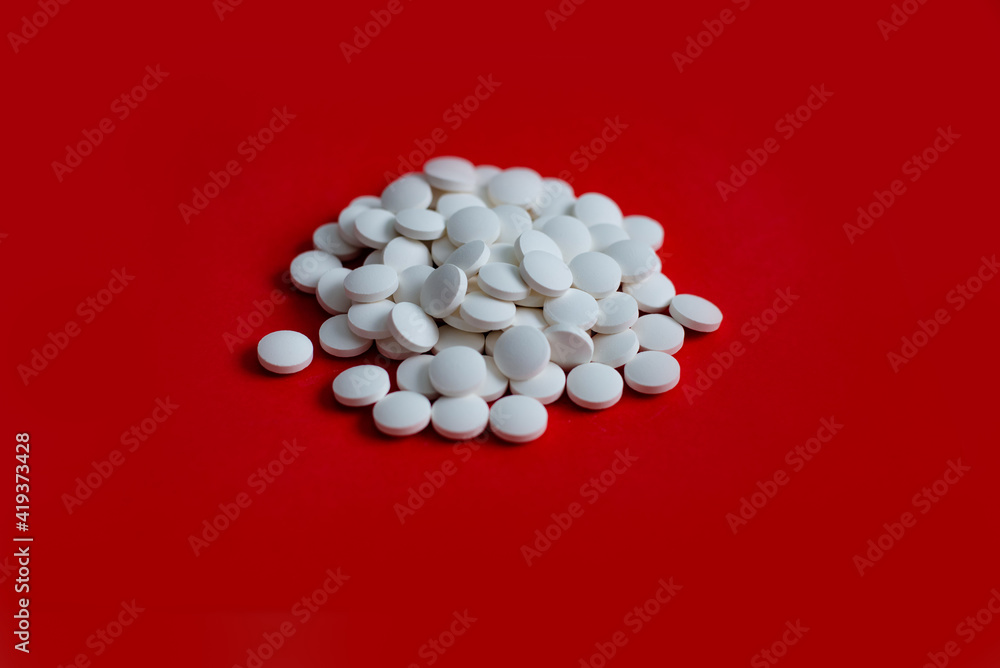 Pharmacy theme, white medicine tablets antibiotic pills