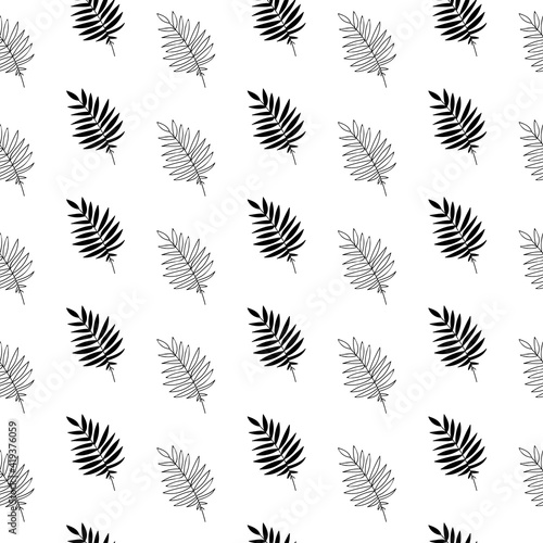 simple seamless leaf patterns for black and white decoration