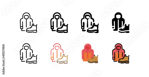 Outdoor wear Icon Set (8 different style vector icon set)