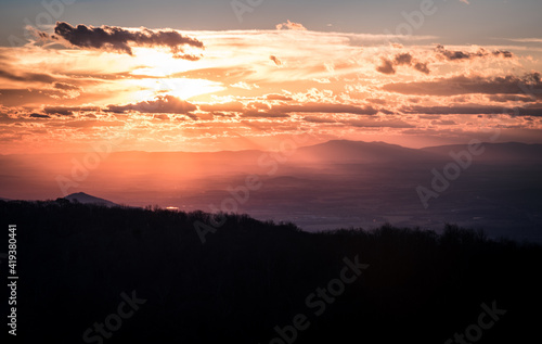 Winter evening light filling the Shenandoah Valley as viewed from Bearfence Mountain in Shenandoah National Park. © Nick