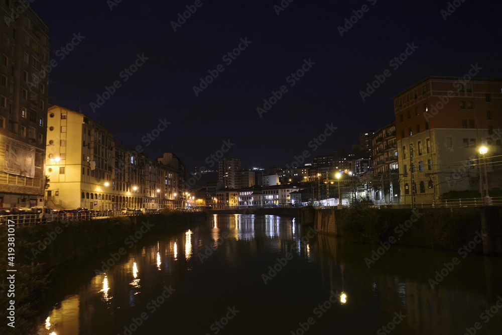 River of Bilbao at night