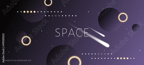 Abstract minimalistic violet space background. Vector template for banners and presentations. EPS 10 illustration.