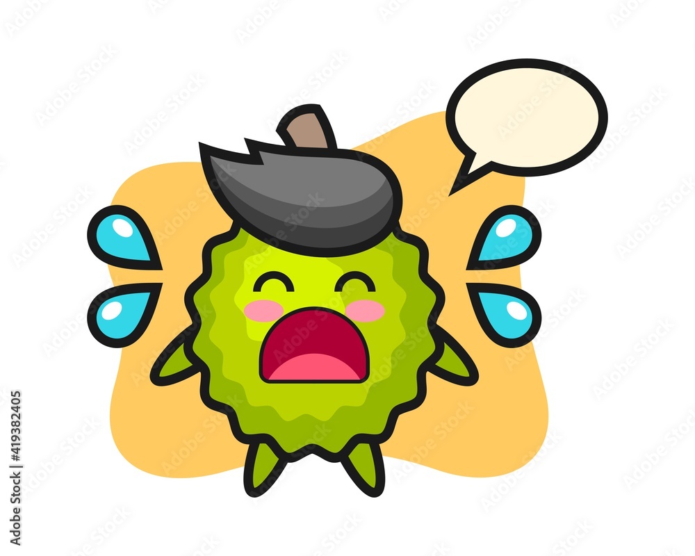 Fototapeta premium Durian cartoon with crying gesture