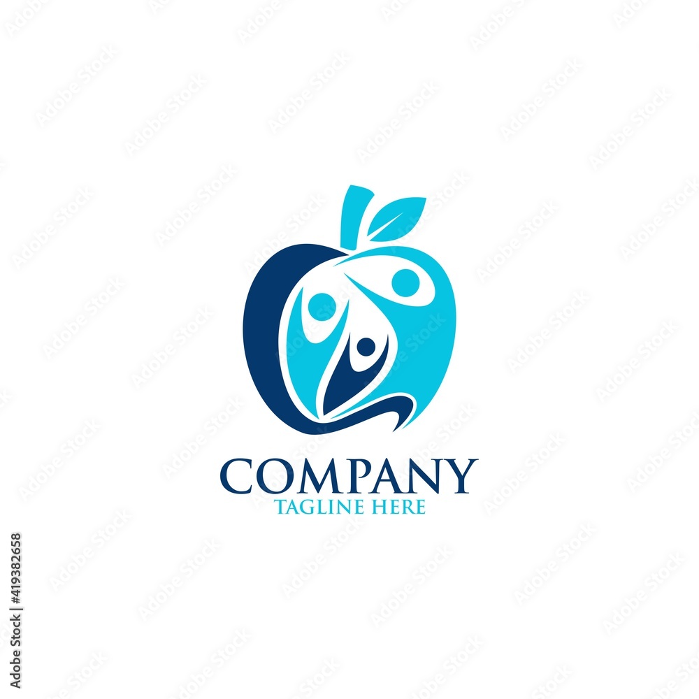 Fototapeta premium apple family dental logo vector